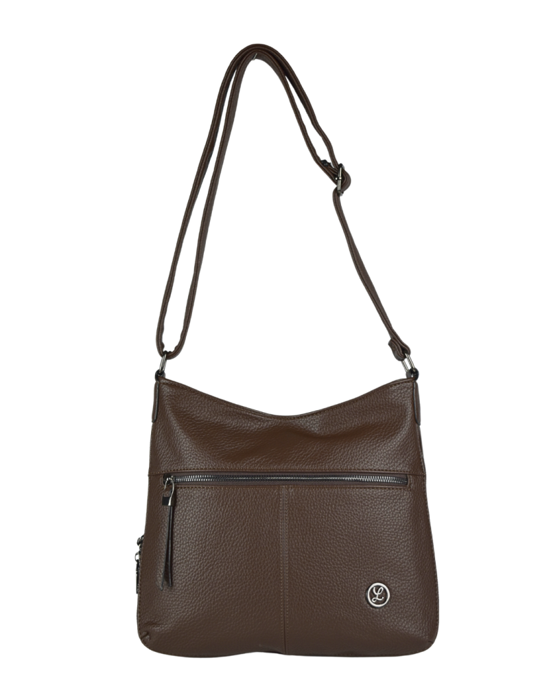 VIOLA dámska crossbody koženková kabelka coffee