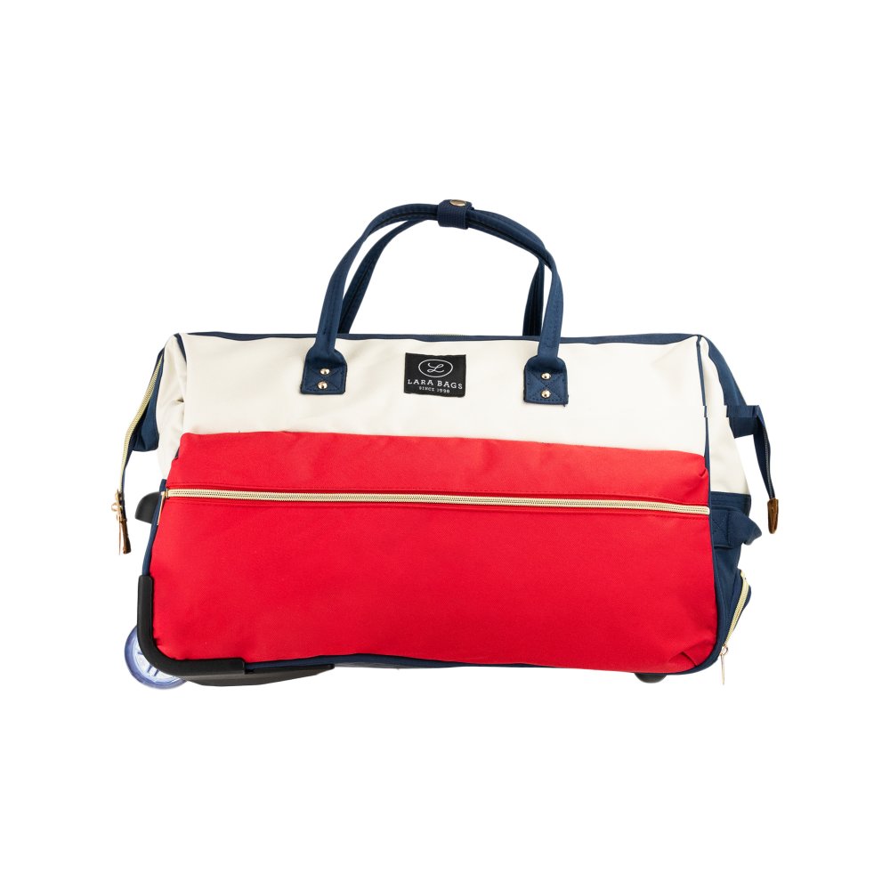 CESTOVNÁ TAŠKA NA KOLIESKACH Modrá/Biela/Červená