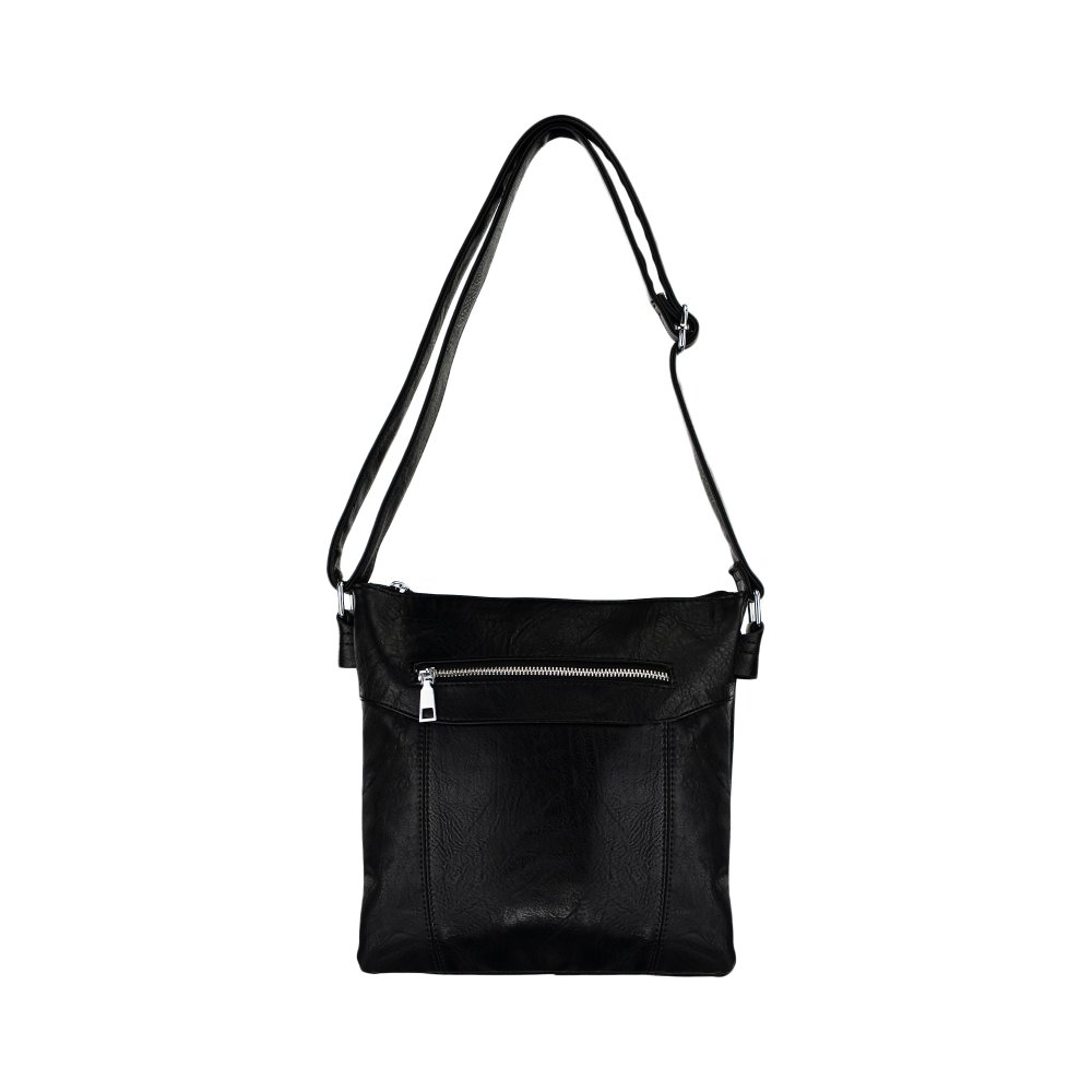 ANGELA dámska crossbody koženková kabelka Čierna