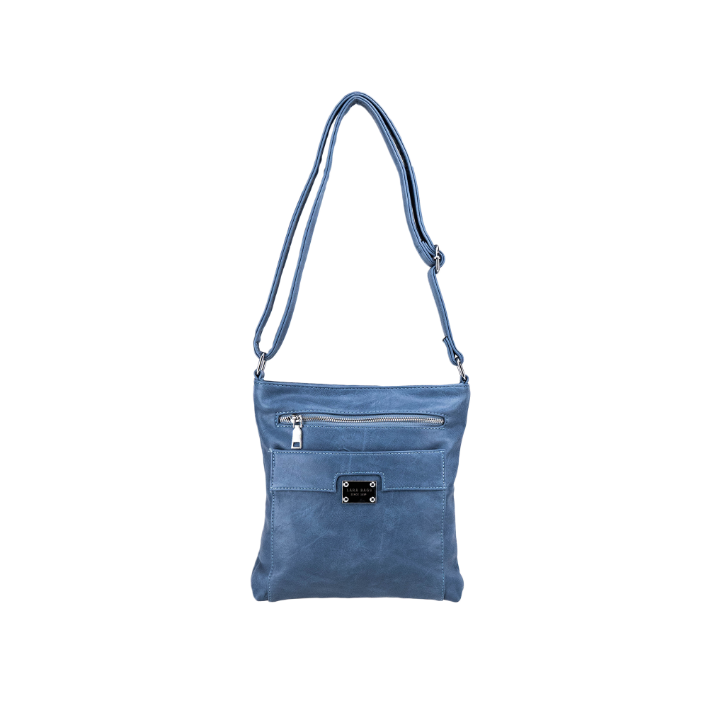 STELLA dámska crossbody koženková kabelka svetlomodrá