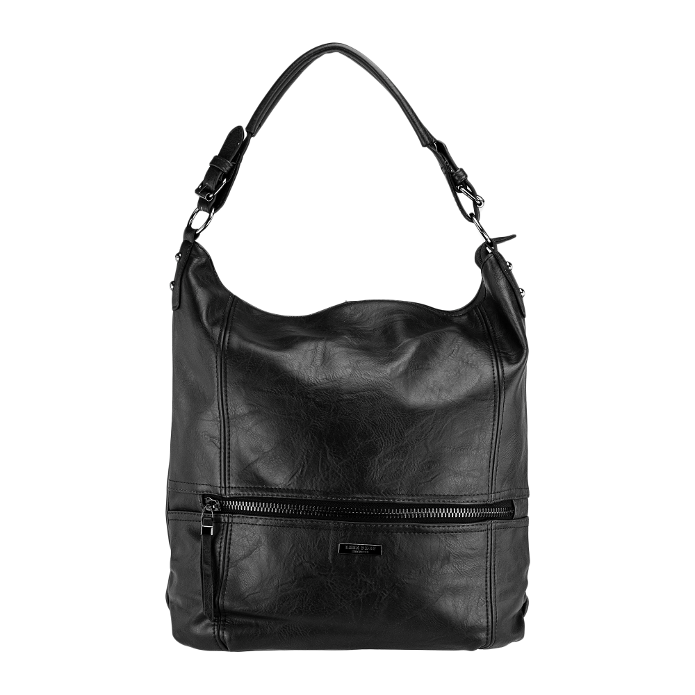 Lara Bags WANDA dámska koženková kabelka Čierna