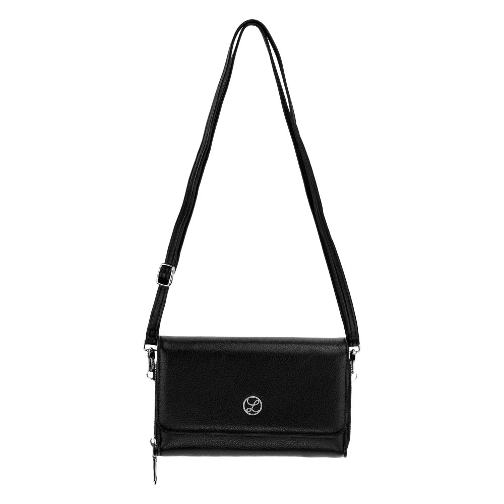 Dámska crossbody koženková kabelka Čierna