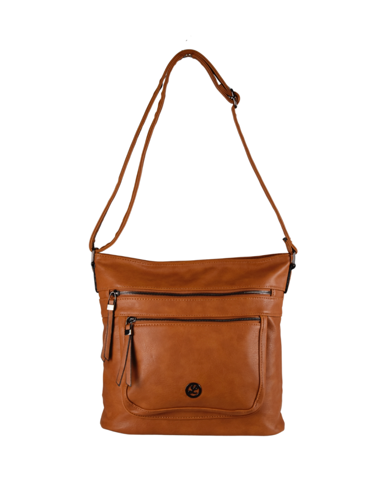 CATIA dámska crossbody koženková kabelka Svetlohnedá