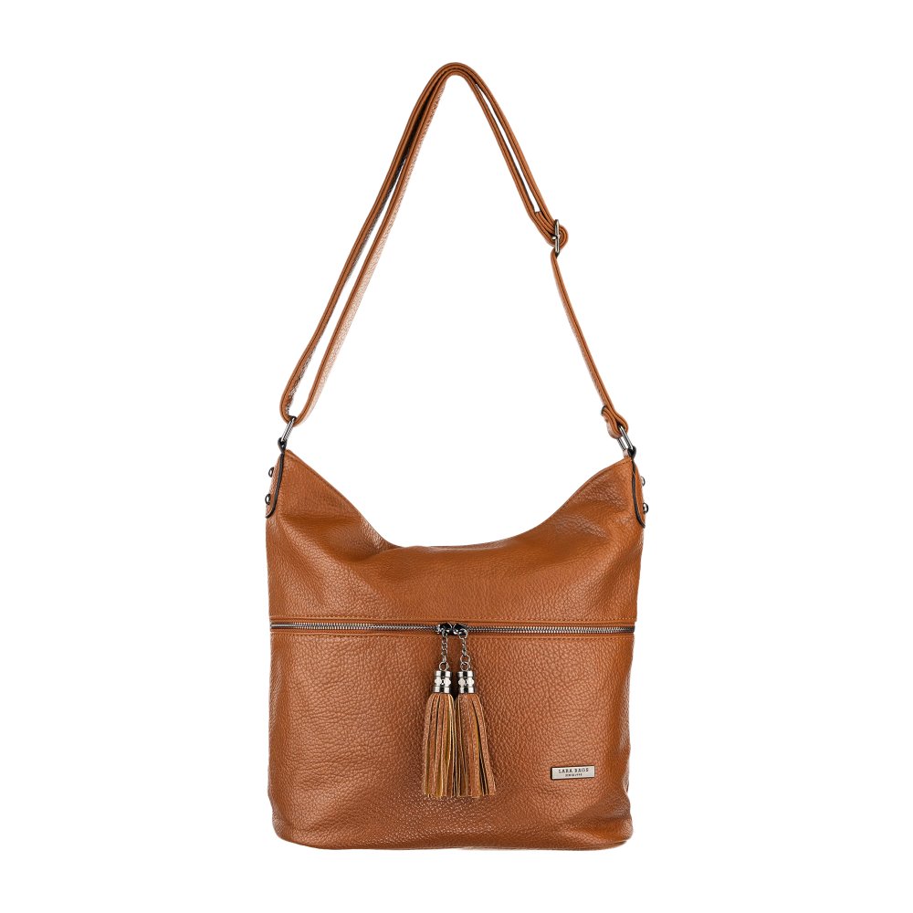 DALILA dámska crossbody koženková kabelka Svetlohnedá