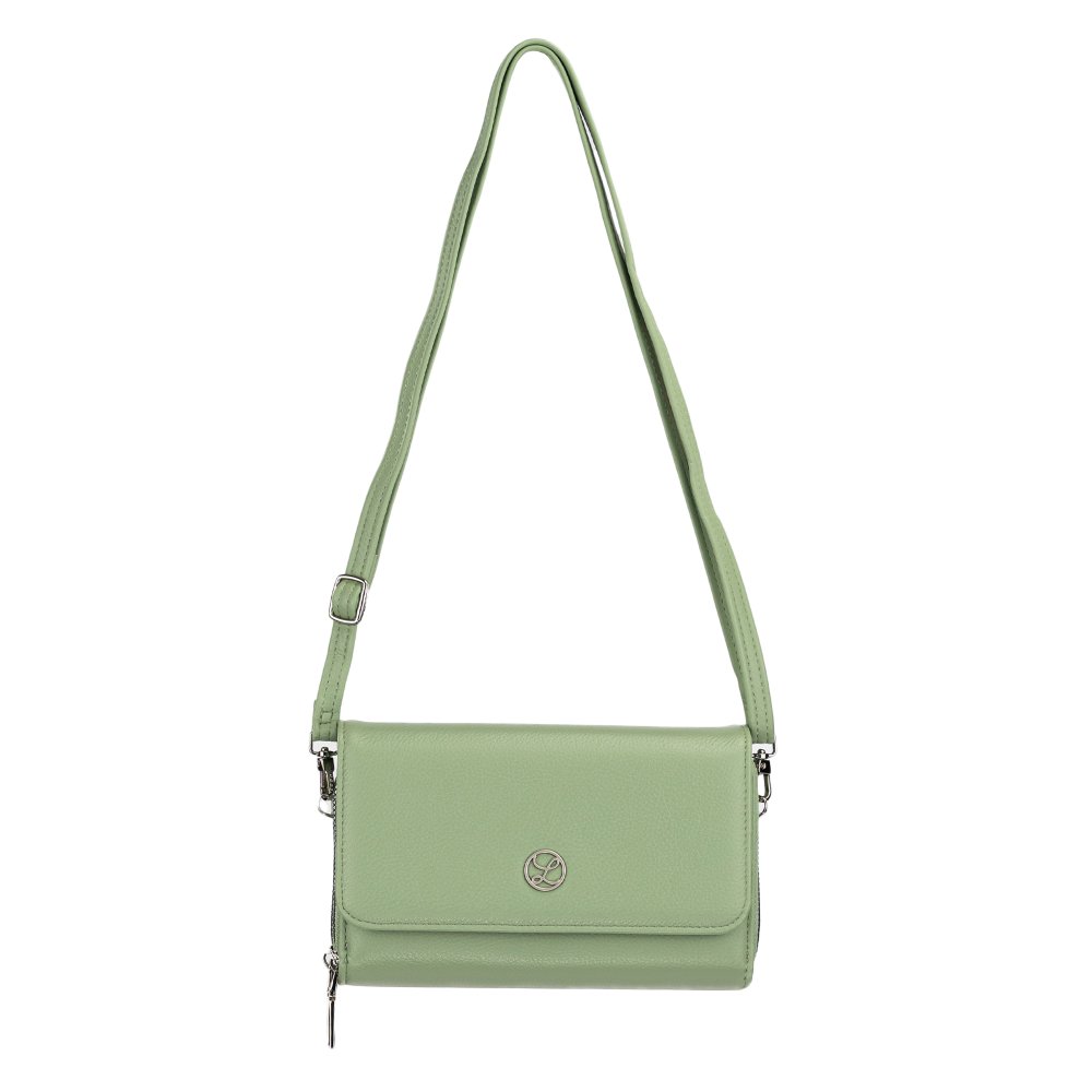 Dámska crossbody koženková kabelka Svetlo zelená