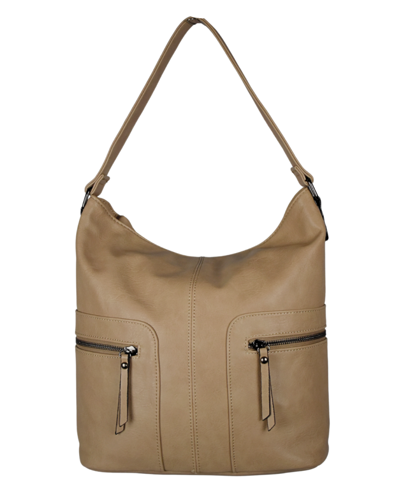 Lara Bags TESSA dámska koženková kabelka taupe