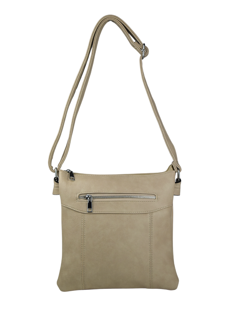 ANGELA dámska crossbody koženková kabelka tmavo béžová