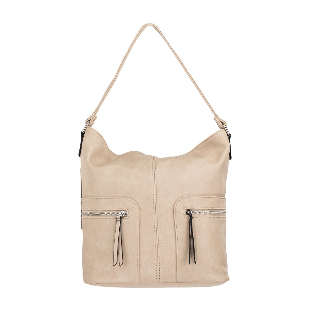 Lara Bags TESSA dámska koženková kabelka tmavo béžová