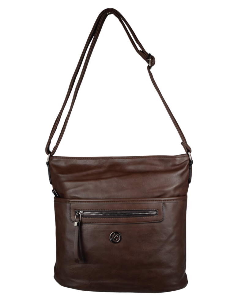 ADRIA dámska crossbody koženková kabelka Tmavohnedá