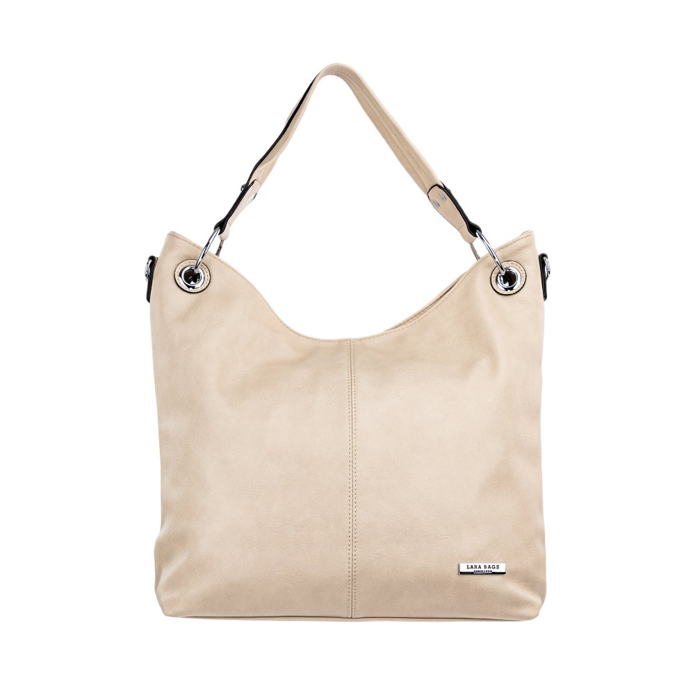 Lara Bags AMY dámska koženková kabelka tmavo béžová