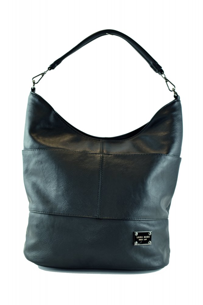 Lara Bags TOMMY dámska koženková kabelka Čierna