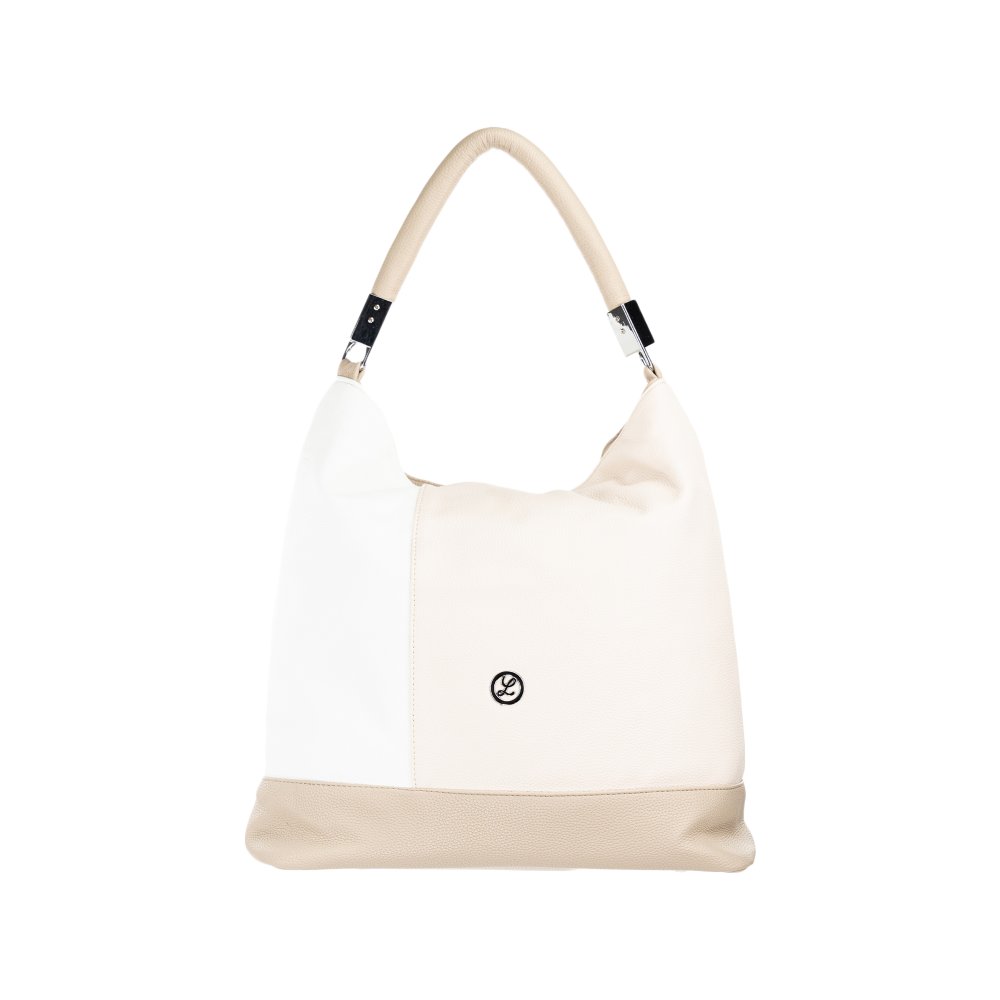 JENNY dámska koženková kabelka béžová/biela/taupe