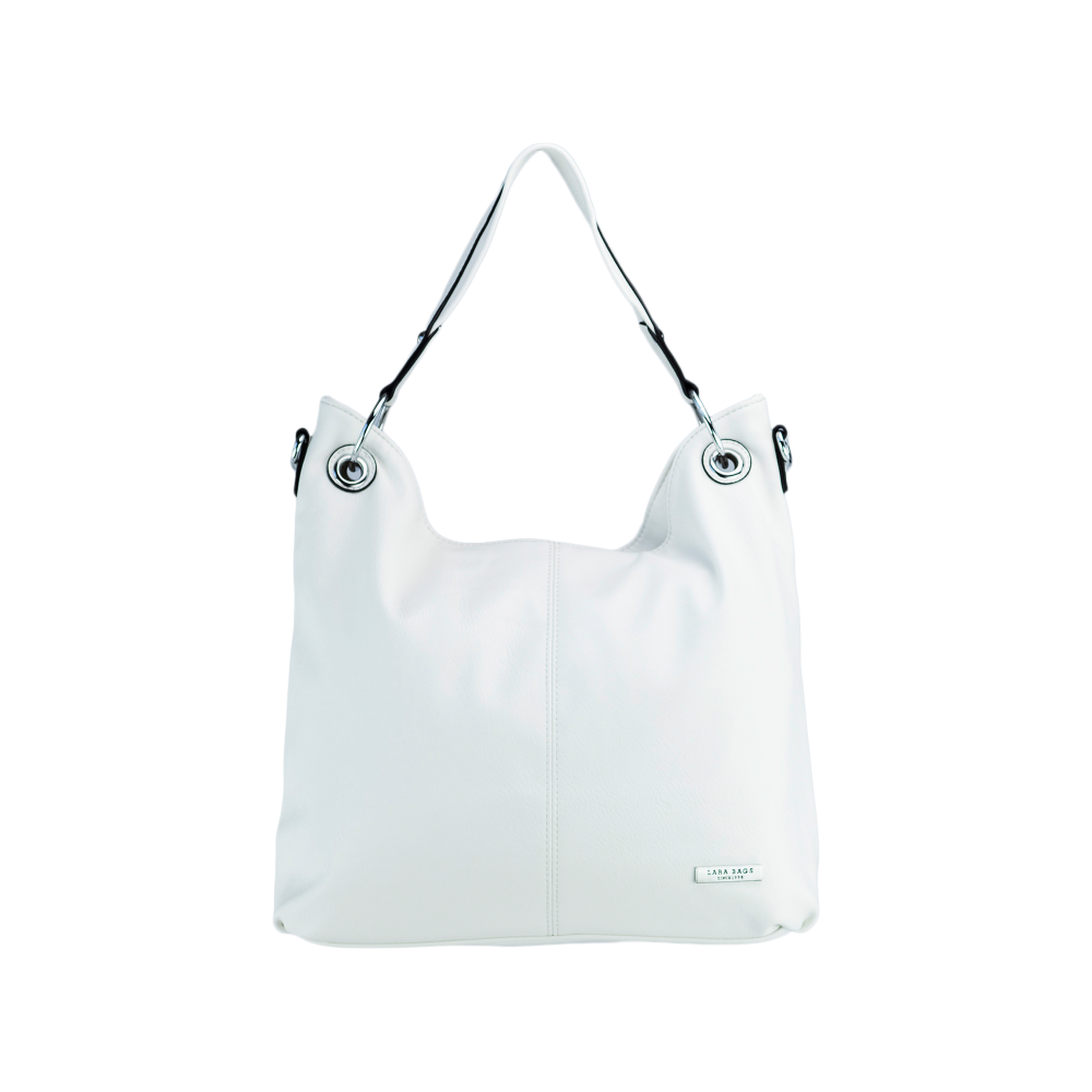 Lara Bags AMY dámska koženková kabelka Biela