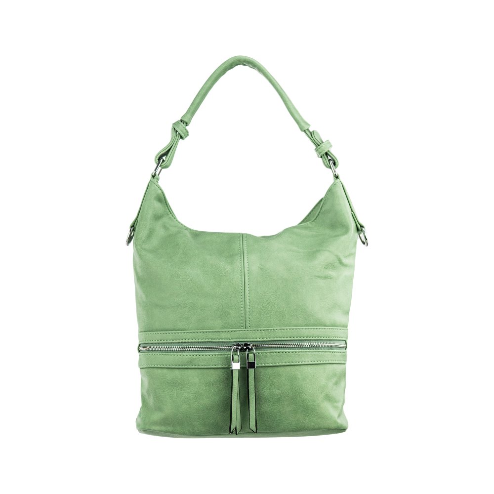 Lara Bags HARPER dámska koženková kabelka Svetlo zelená
