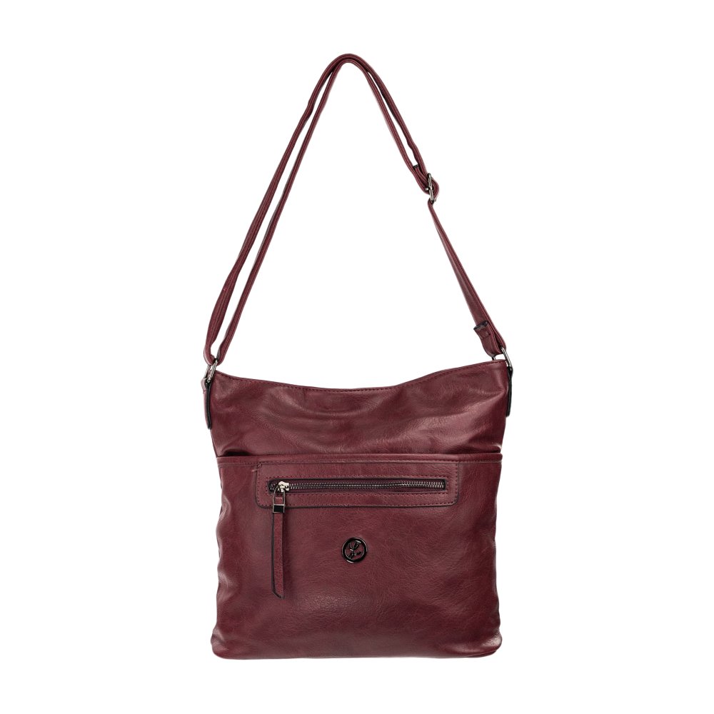 ADRIA dámska crossbody koženková kabelka Bordová