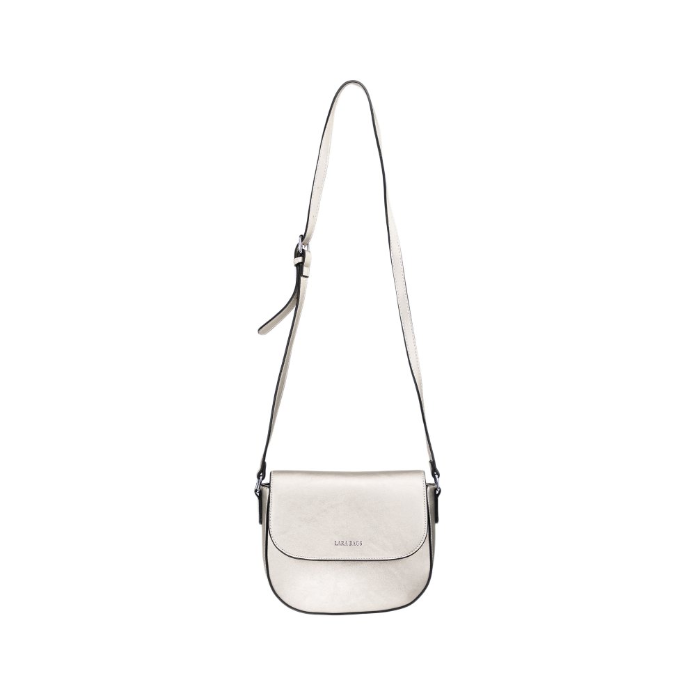 Lara Bags PAOLA dámska crossbody koženková kabelka Strieborná