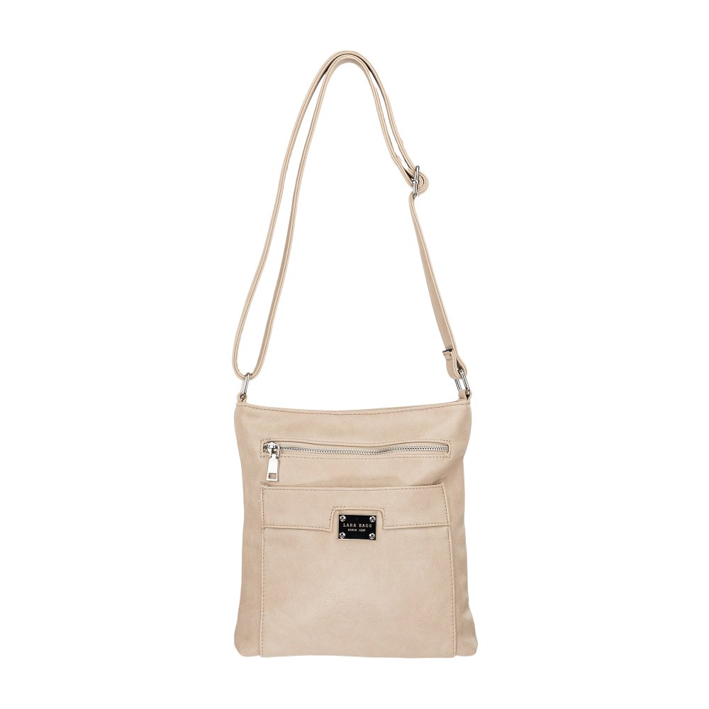 STELLA dámska crossbody koženková kabelka tmavo béžová