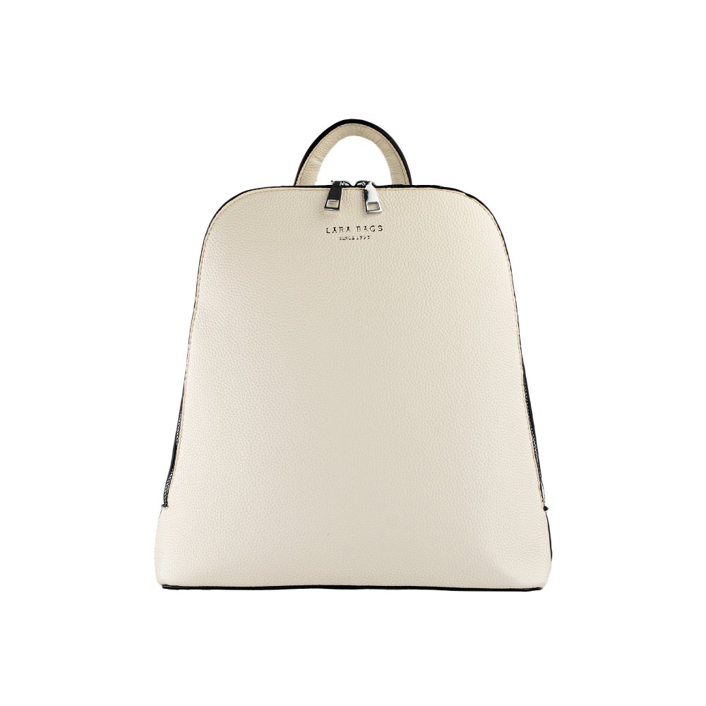 MARION jedno-zipsový dámsky koženkový batoh svetlo béžová