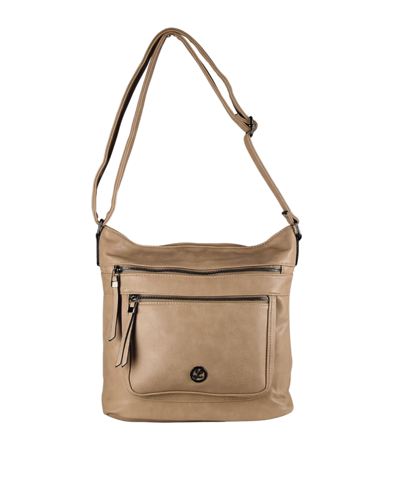 CATIA dámska crossbody koženková kabelka taupe