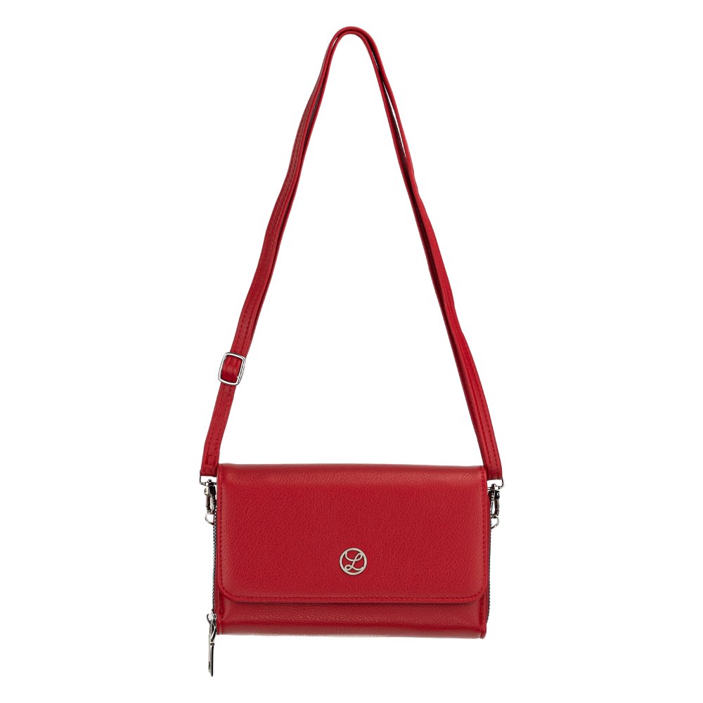 Dámska crossbody koženková kabelka Červená