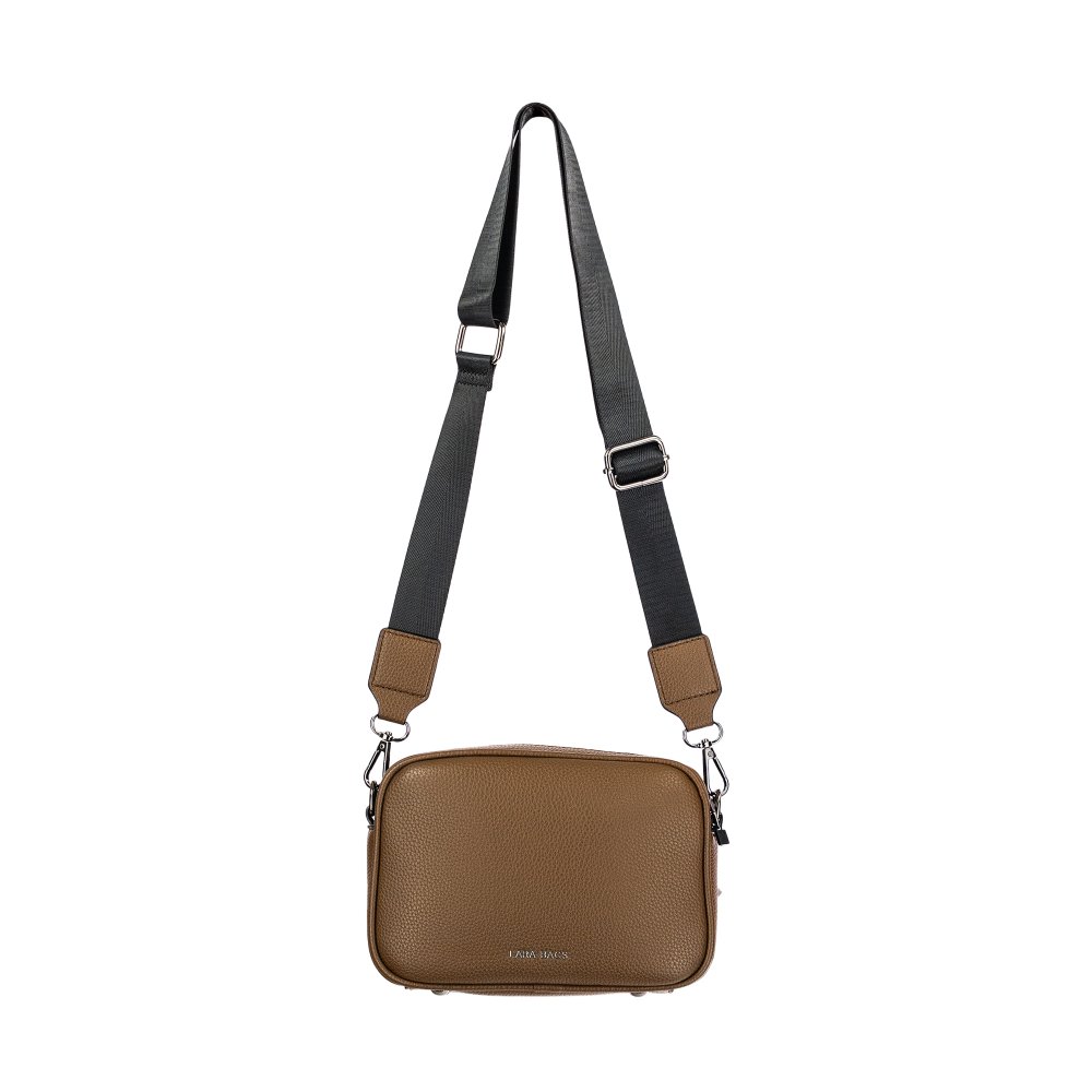 LILY dámska crossbody koženková kabelka Tmavohnedá