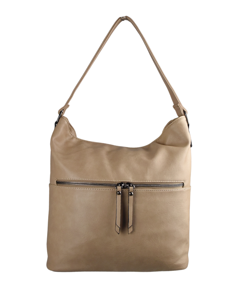 Lara Bags HARPER  dámska koženková kabelka taupe