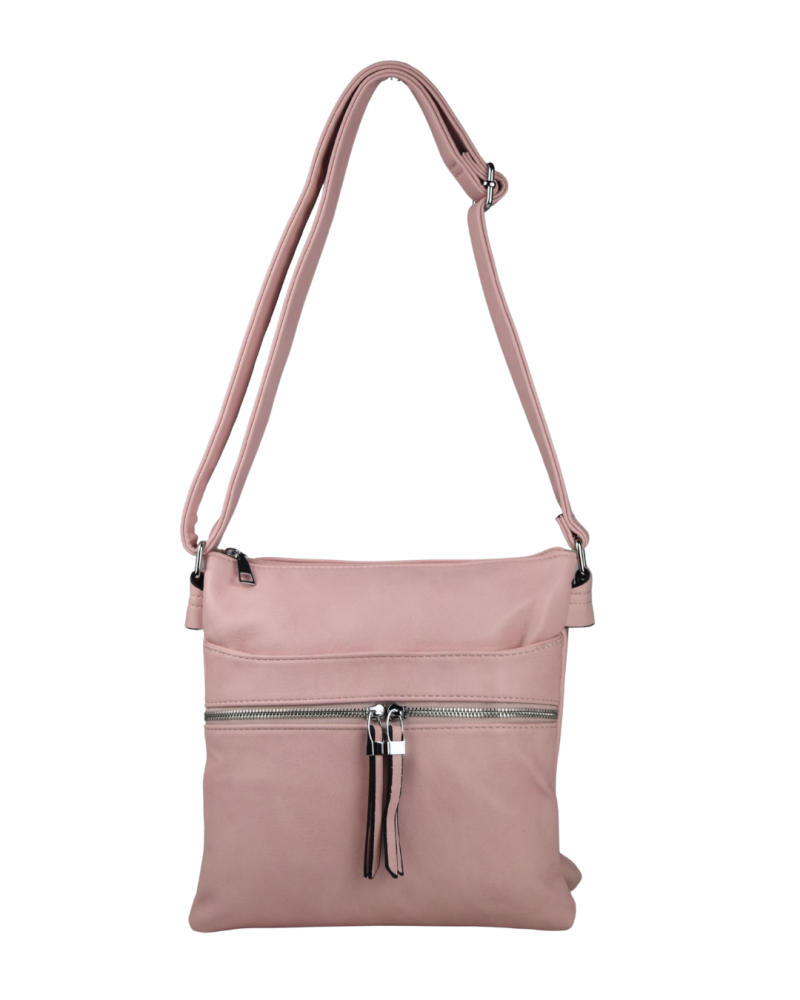 SANDRA dámska crossbody koženková kabelka Ružová