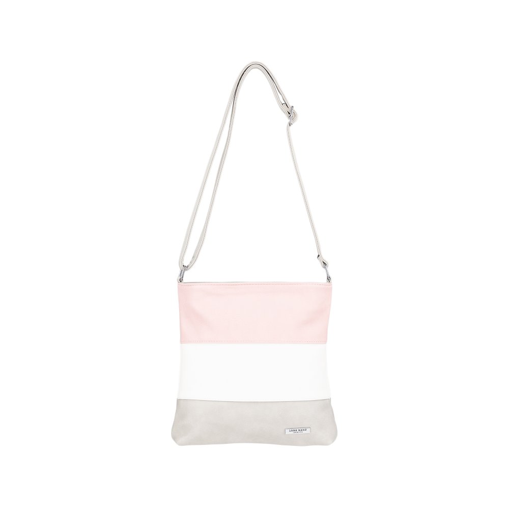 TOMMY dámska crossbody koženková kabelka ružová/biela/sivá