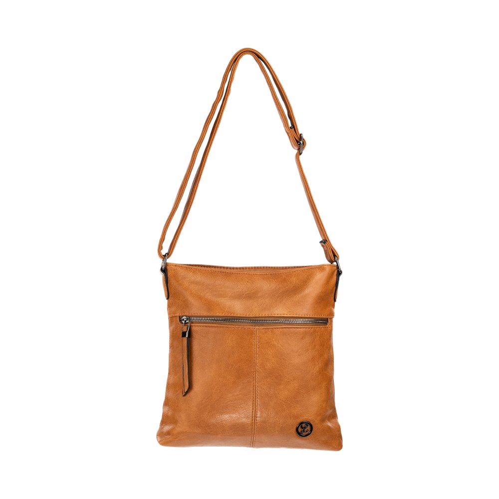 KERRY dámska crossbody koženková kabelka Svetlohnedá