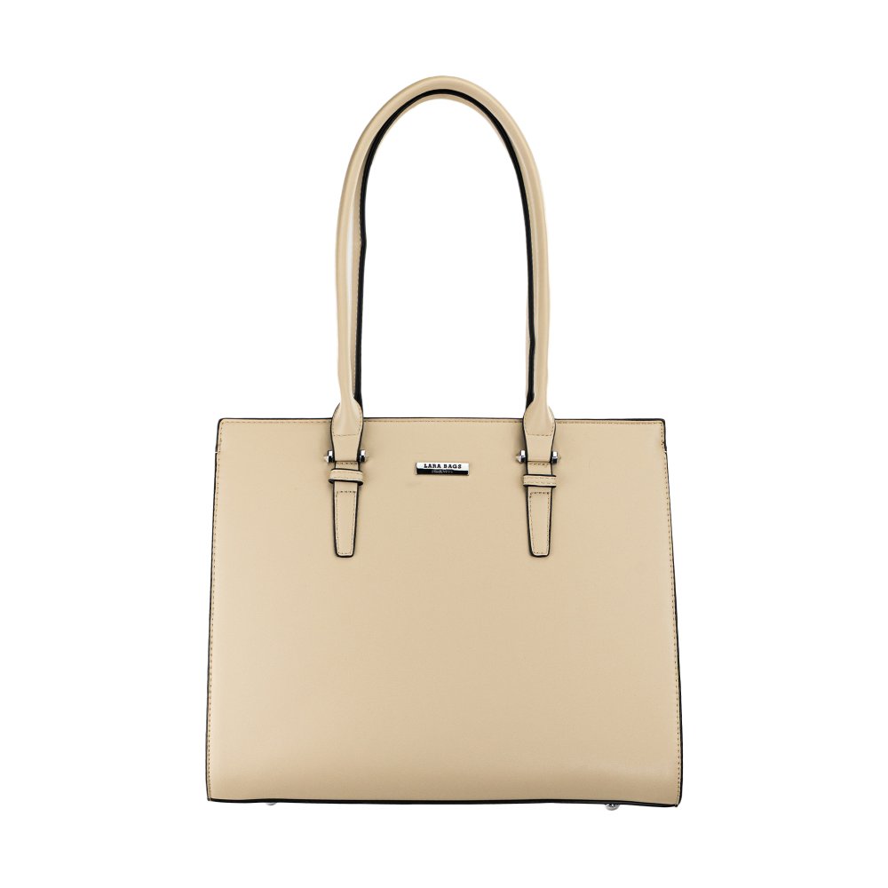 Lara Bags LUJZA dámska koženková kabelka taupe