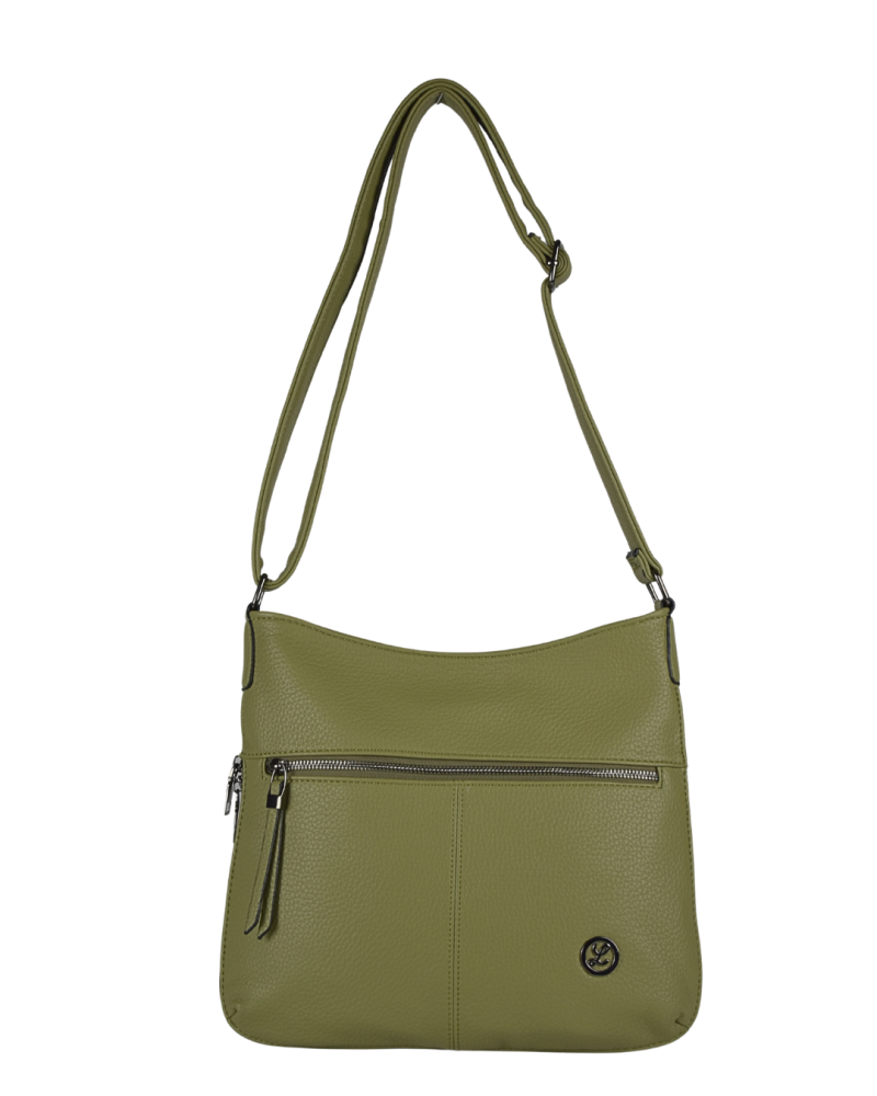 VIOLA dámska crossbody koženková kabelka olivová