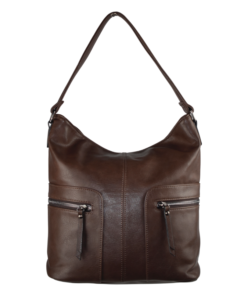 Lara Bags TESSA dámska koženková kabelka Tmavohnedá