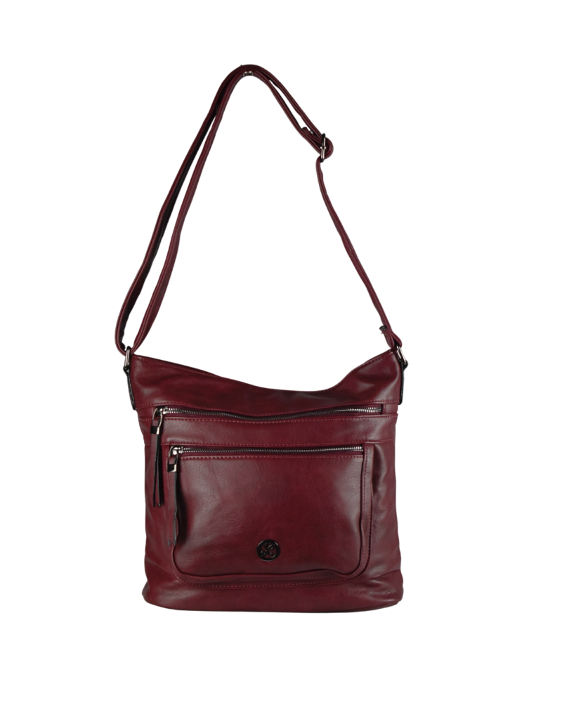 CATIA dámska crossbody koženková kabelka Bordová