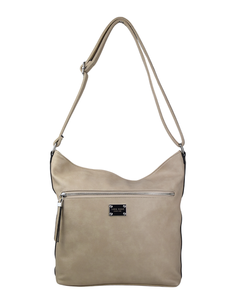 Lara Bags STELLA dámska koženková kabelka tmavo béžová